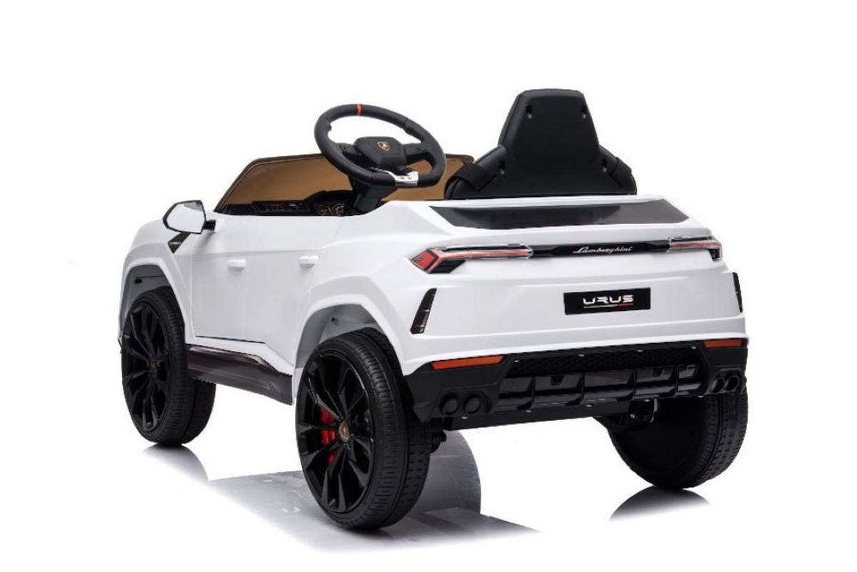 KINDER ELEKTROAUTO Lamborghini Urus weiß EVA-Reifen, Scheinwerfer, Radio, MP3-Anschluss, Kunstledersitz - Weiß, Kunststoff (105/65/52cm) - Es-Toys
