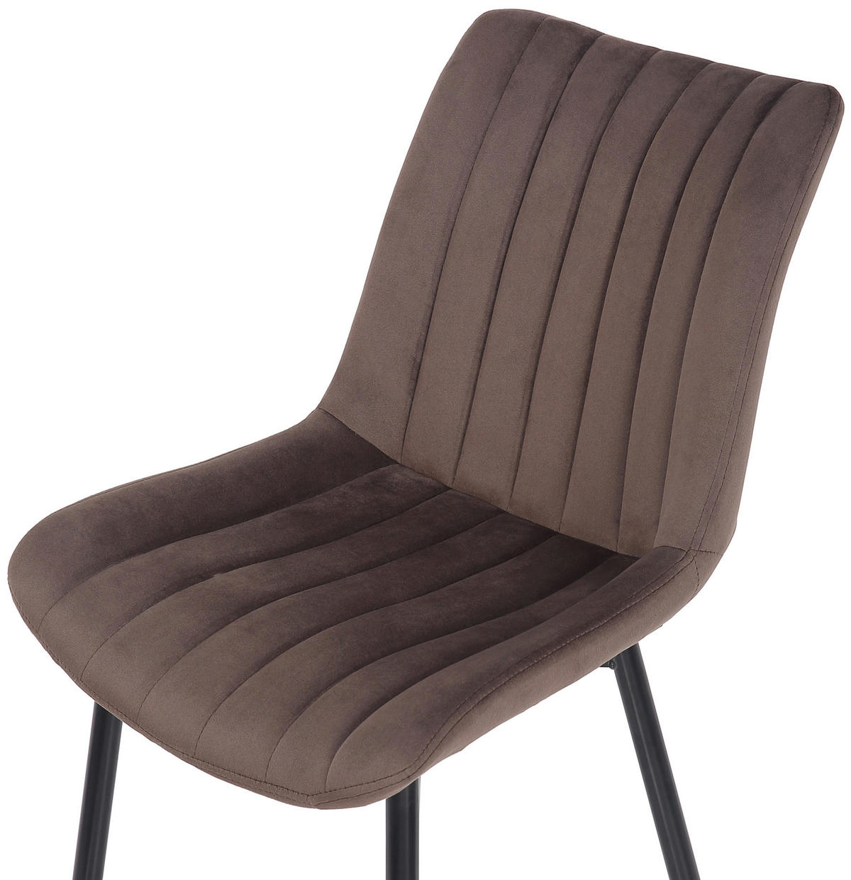 STUHL 2er Set Samt braun - Schwarz/Braun, Textil/Metall (46/82/61cm) - CLP