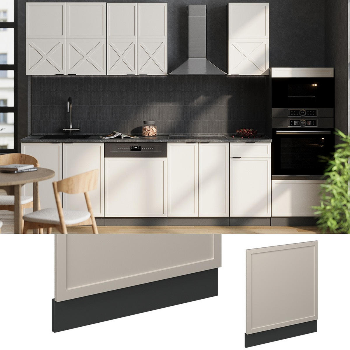 FRONTBLENDE Fame-Line GrauBeige 60 cm , AP Anthrazit - Anthrazit/Grau, Holzwerkstoff (60/67.4/1.6cm) - Vicco