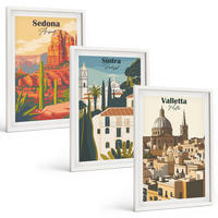 BILDER SET 3er Set - 40x60 cm Weißer Rahmen - Ansichten Sedona Sintra Valletta Retro - Weiß, Kunststoff (40/60cm) - TULUP