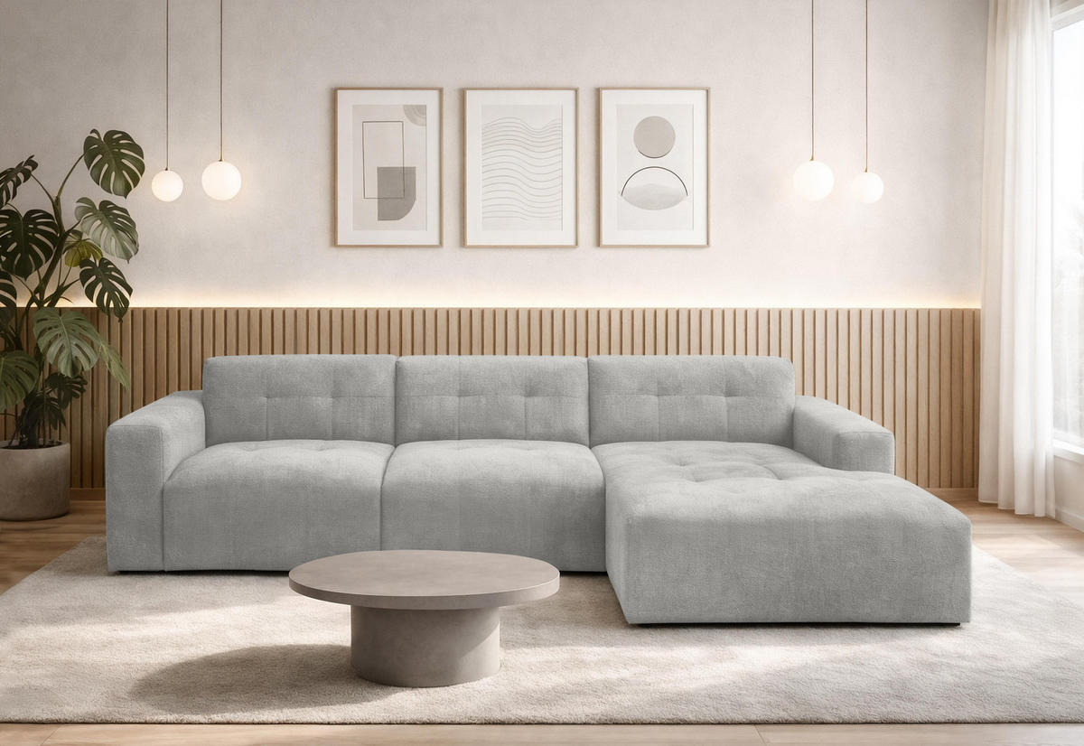 ECKSOFA L Form Corlu Grau 310/165/78 cm – stilvolle kleine Eckcouch Rechts - Schwarz/Grau, Kunststoff/Textil (165/310cm) - AX Living