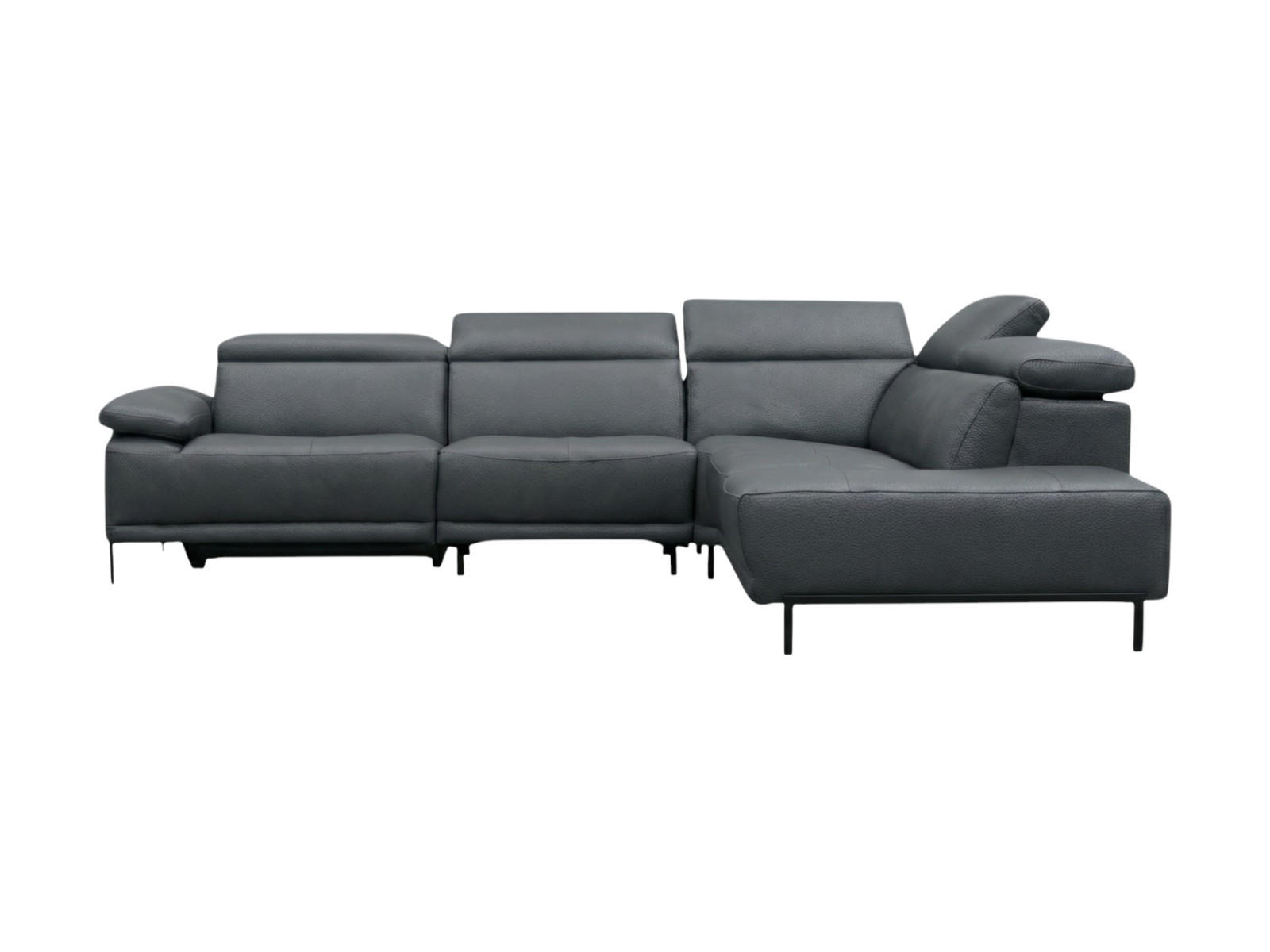 ECKSOFA Linus Echtleder Anthrazit - Anthrazit, Leder/Metall (262/220cm)