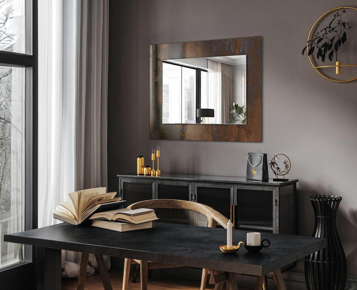 SPIEGEL 80 x 60 cm Rechteckig mit Aufdruck - Rostfarben, Glas (80/60/0.4cm) - TULUP