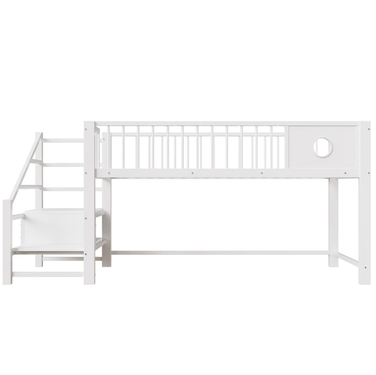 HOCHBETT 90/200 cm aus Metall mit Stauraumleiter Weiß - Weiß, Metall (90/200cm) - OKMYHOME