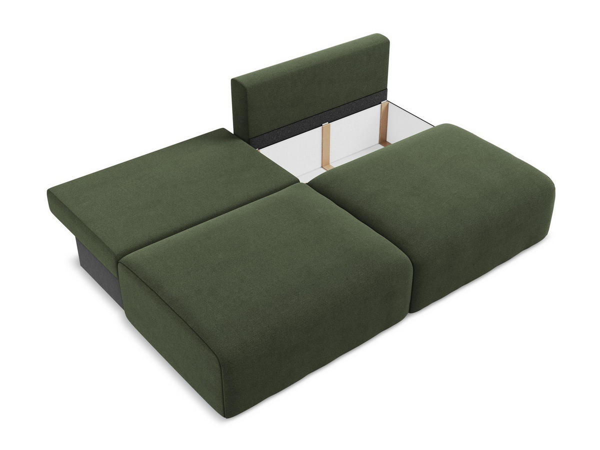 3-SITZER SOFA mit Schlaffunktion Strukturstoff Stoff Grün - Blau/Schwarz, Kunststoff/Textil (216/79/102cm) - Makamii