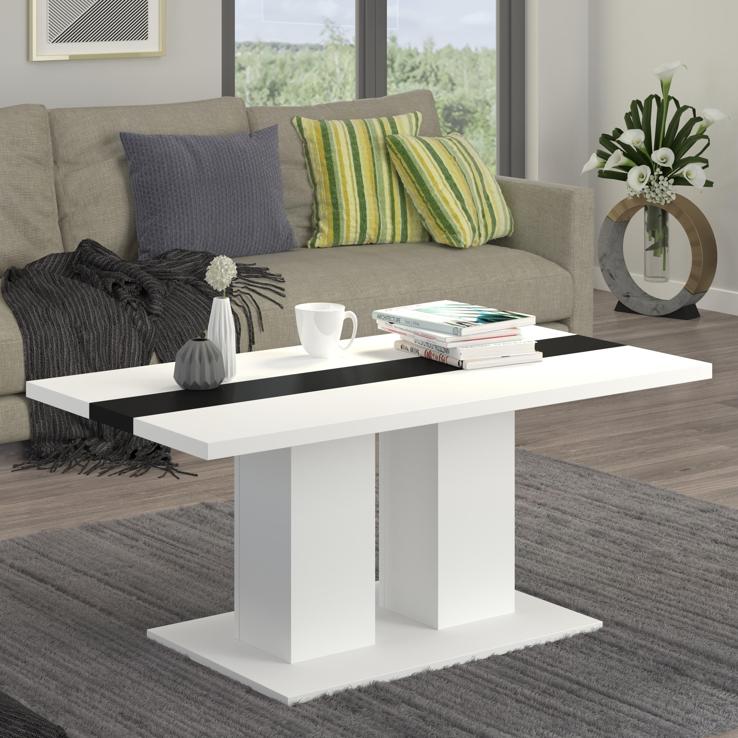 COUCHTISCH CASTELLA 110/52,7/60 cm Weiß - Weiß, Holzwerkstoff (60/110/52.7cm) - MASSENO