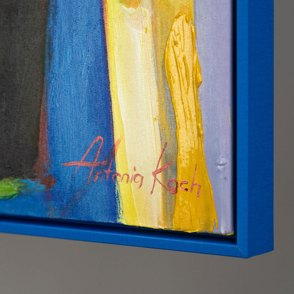 GEMÄLDE Farbenfroher Abend Schattenfugenrahmen Blau 120x80 cm - Blau, Holz (120/80cm) - YS-art gallery