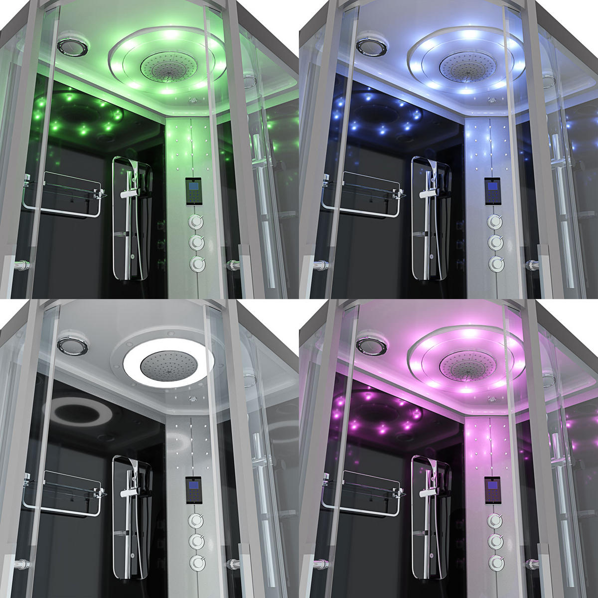 DUSCHE Duschkabine D60-73T1L-EC Schwarz 120x80 - Schwarz, Glas/Kunststoff (120/80/215cm) - AcquaVapore by Sandra Jentho