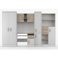 JUGENDZIMMER Wohnwand Colorino in Weiß und Eiche Sonoma – mit Eiche Sonoma Griffen 5 teilig - Kinderzimmer Komplett - Weiß, Holzwerkstoff (80/200/120cm)