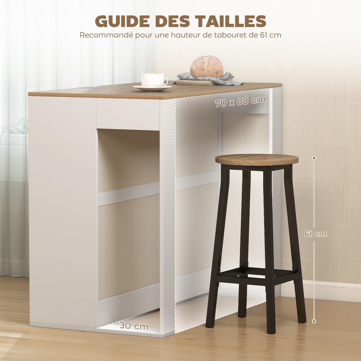 BARTISCH DE-14798 3-stufig mit 2 offenen Fächern Weiß/Holzoptik - Weiß, Holzwerkstoff (113/60/90cm) - ComfortXL