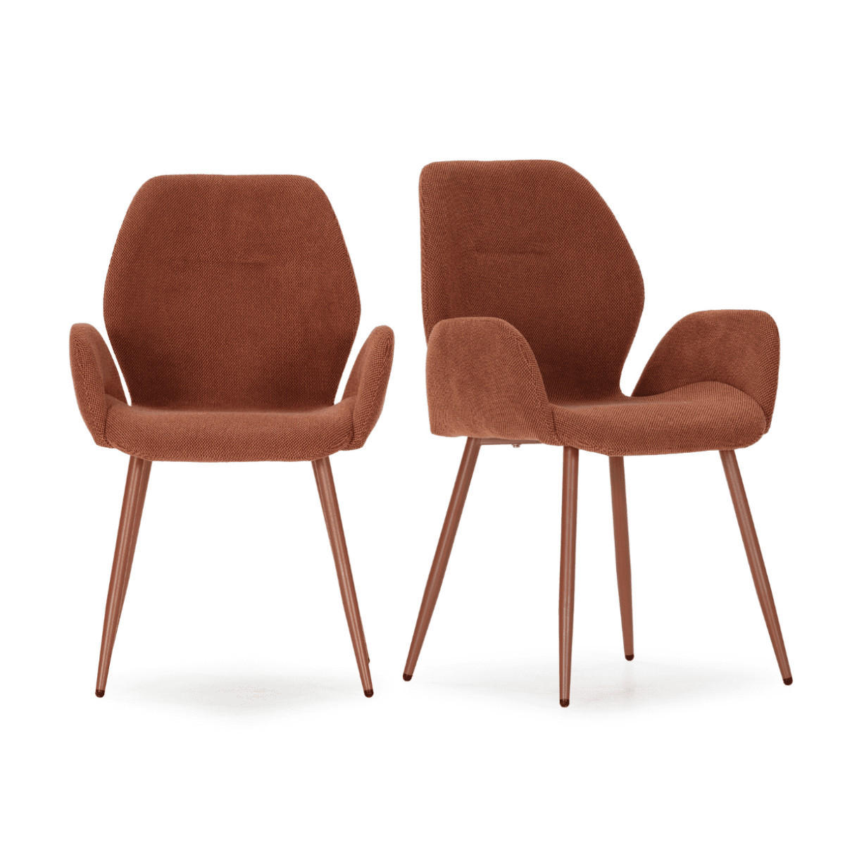 ARMLEHNENSTUHL 2er-Set mit Metallfüßen 57,5/57/47,5 cm - Terracotta, Textil (57/47.5/53cm) - Calicosy
