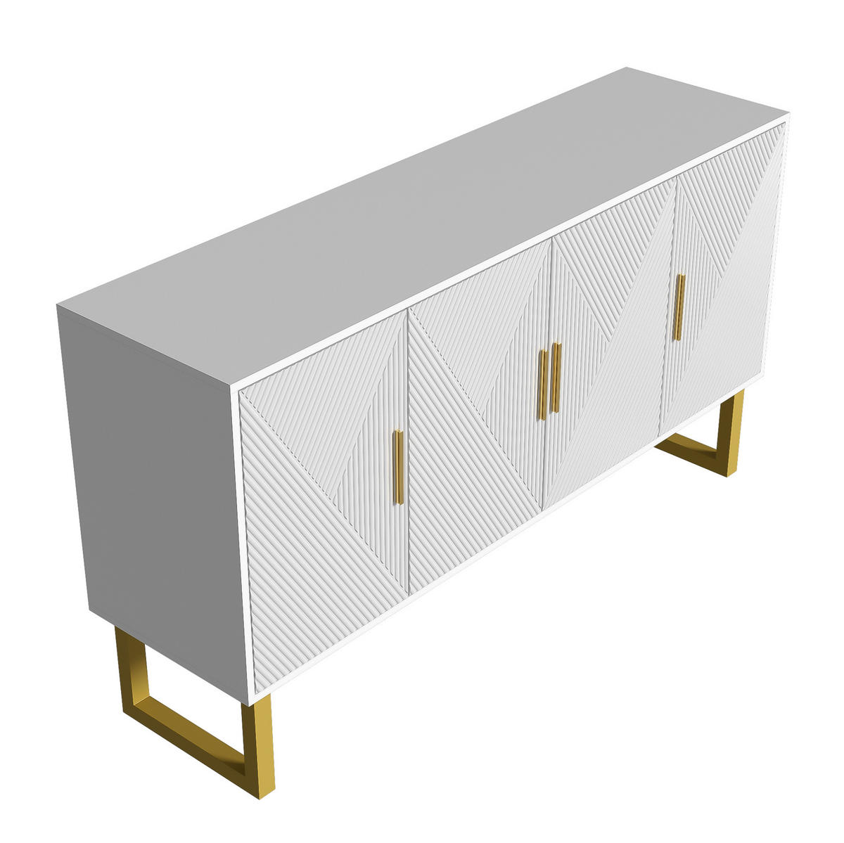 SIDEBOARD 4-türig 150 x 40 x 82 cm Weiß mit verstellbaren Regalböden - Weiß, Holzwerkstoff (150/82/40cm) - Meubliv