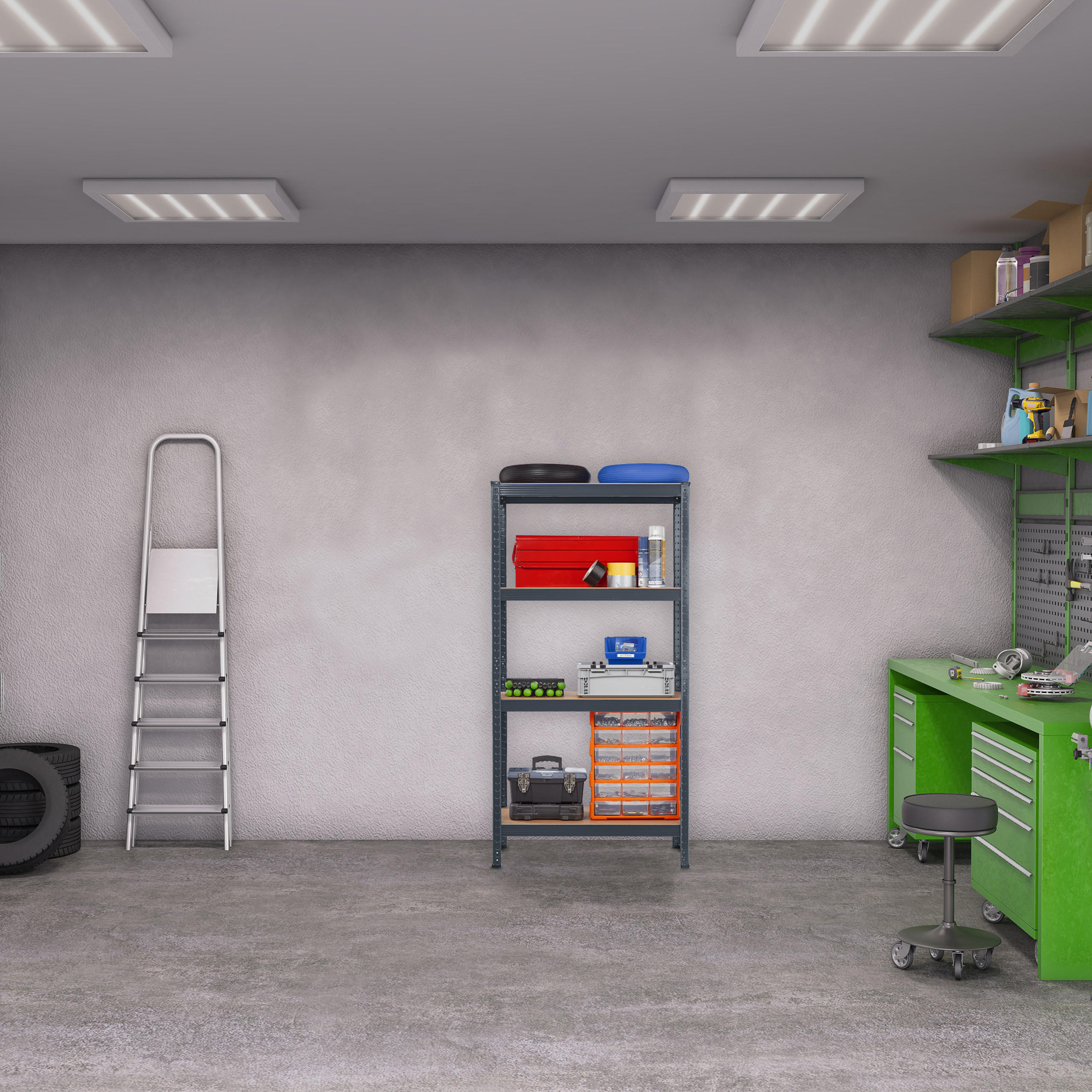 SCHWERLASTREGAL - Anthrazit, Holzwerkstoff/Kunststoff (80/156/40cm) - Relaxdays