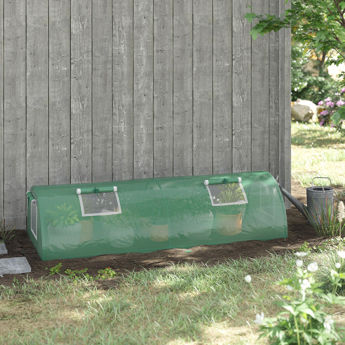 FOLIOVÝ SKLENÍK, zelený, ocel, PE, PP - zelená barva, plast (80/45/200cm) - Outsunny