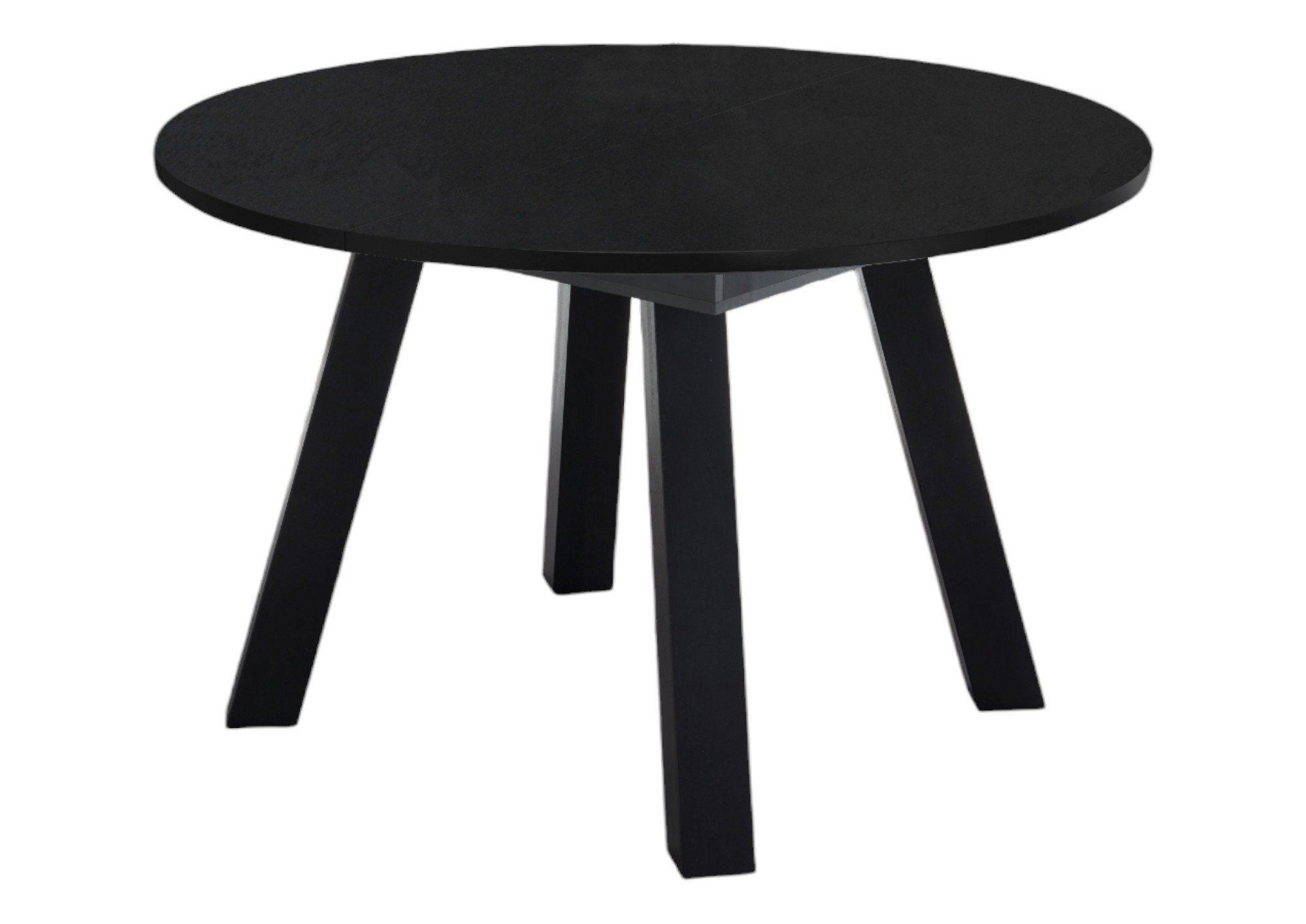 ESSTISCH Rund ausziehbar Edda 3 130 x 130 x 78 Küchentisch Schwarzstahl - Grau, Holz (130/130/78cm) - 58aufmkessel