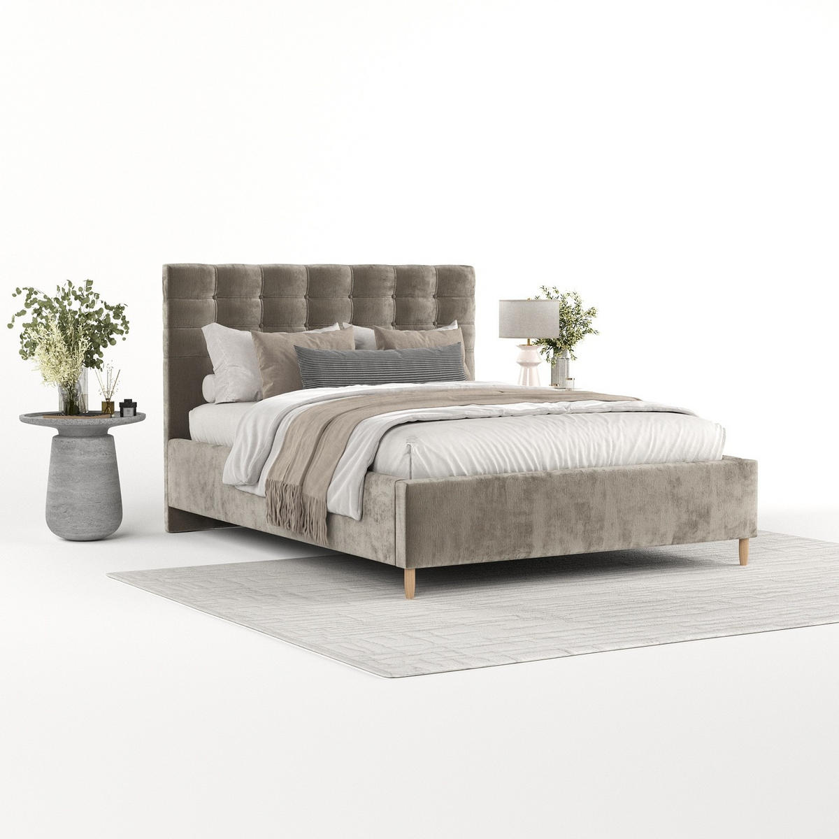 POLSTERBETT Soma 120/200 cm Beige im Lotta Stoff - Beige/Naturfarben, Holz/Holzwerkstoff (120/200cm) - AltaBeds