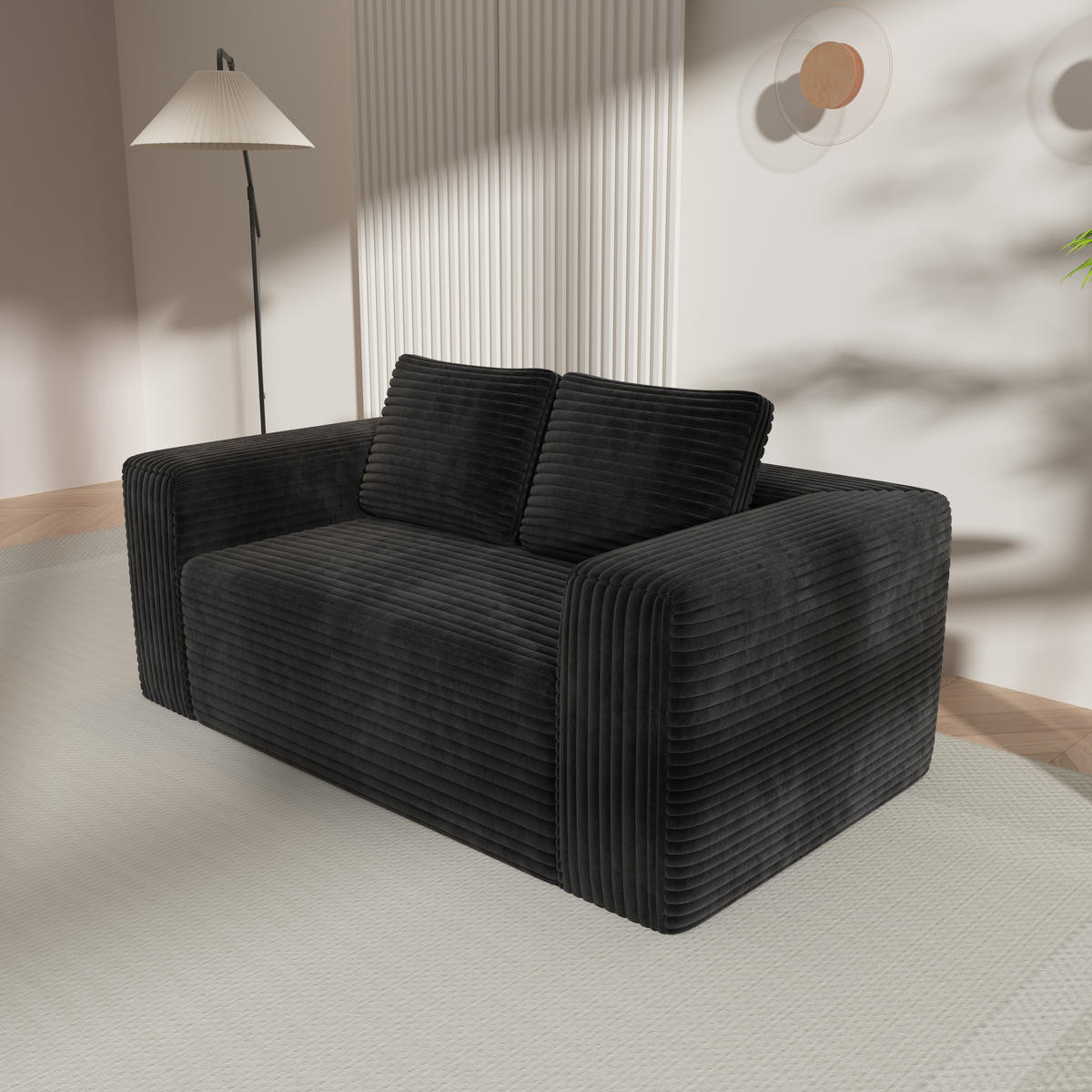 2-SITZER SOFA Cord Schwarz - Schwarz, Textil (160/58/88cm) - WISHDOR