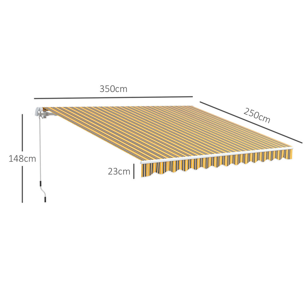 MARKISE Alu+Polyester Gelb+Grau - Gelb/Grau, Kunststoff/Metall (250/1/350cm) - Outsunny