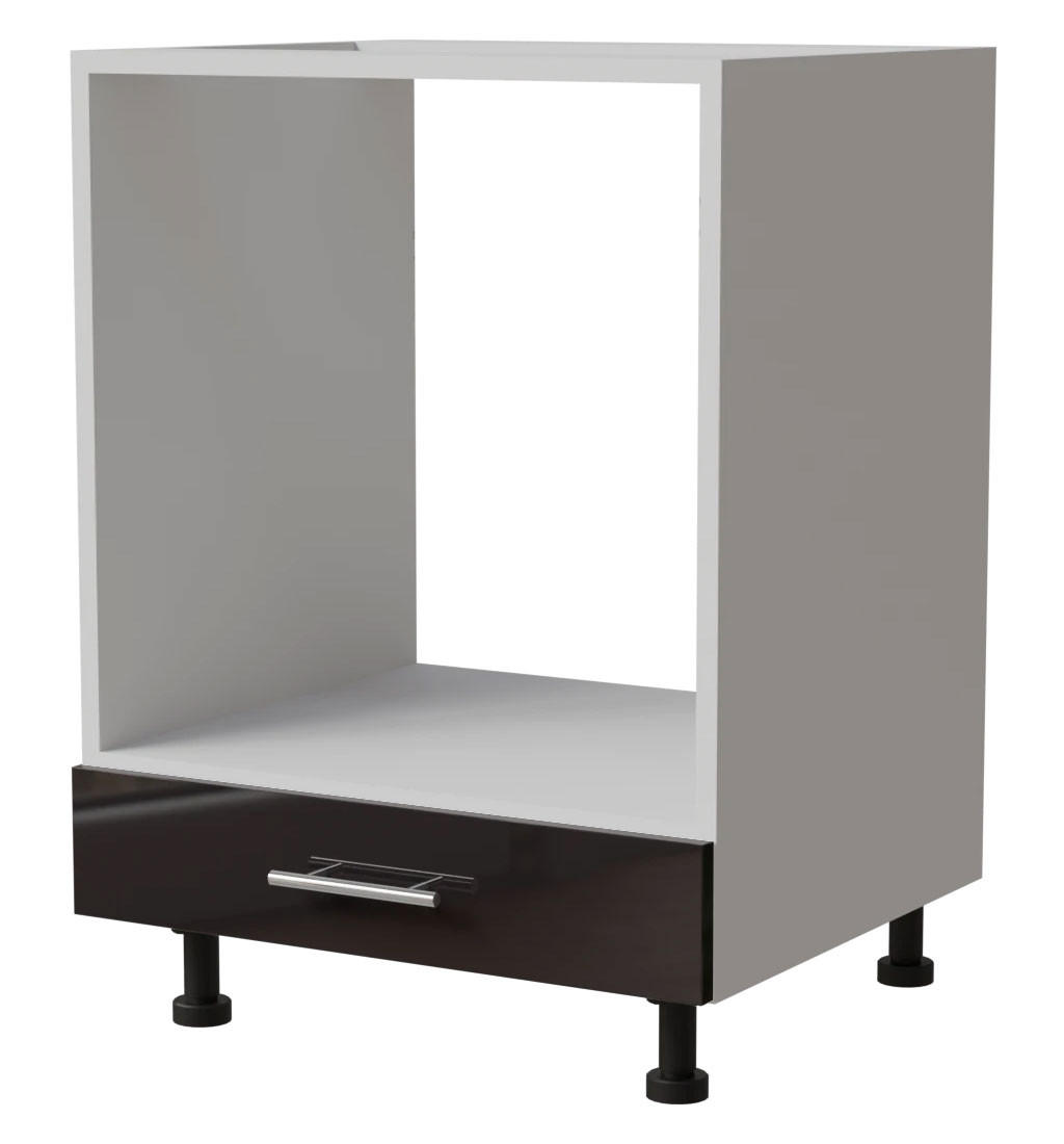 HERDUMBAUSCHRANK Essen D11K/60 Schwarz Hochglanz / Weiß Matt 60 / 50 / 82cm - Schwarz Hochglanz/Schwarz, Holz/Holzwerkstoff (60/82/50cm) - Feldmann-Wohnen