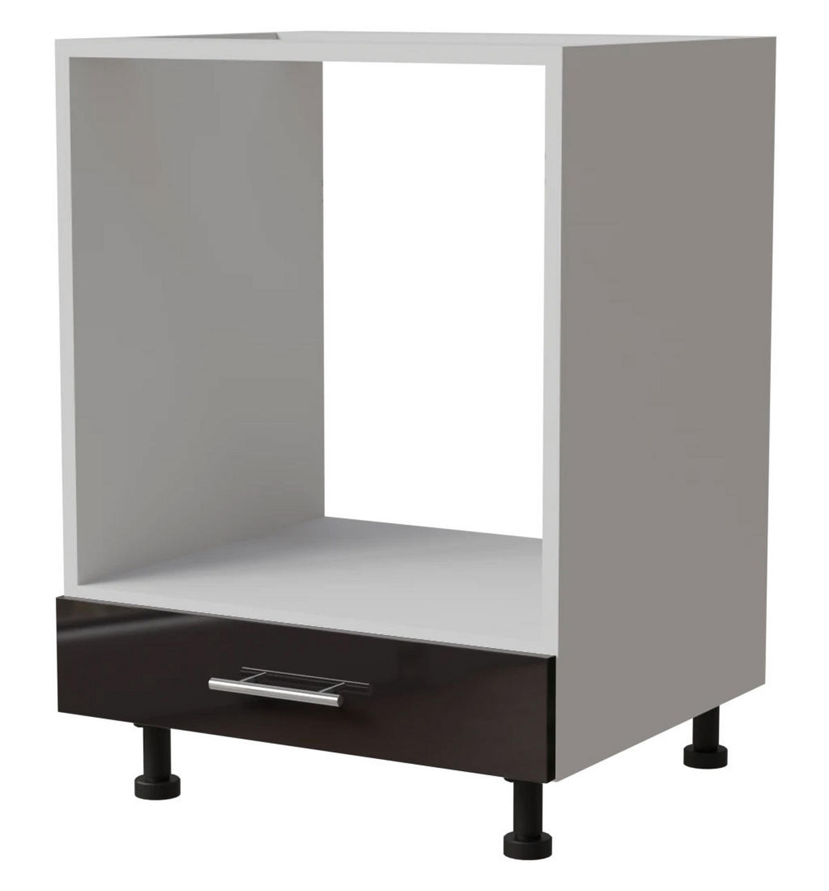 HERDUMBAUSCHRANK Essen D11K/60 Schwarz Hochglanz / Weiß Matt 60 / 50 / 82cm - Schwarz Hochglanz/Schwarz, Holz/Holzwerkstoff (60/82/50cm) - Feldmann-Wohnen