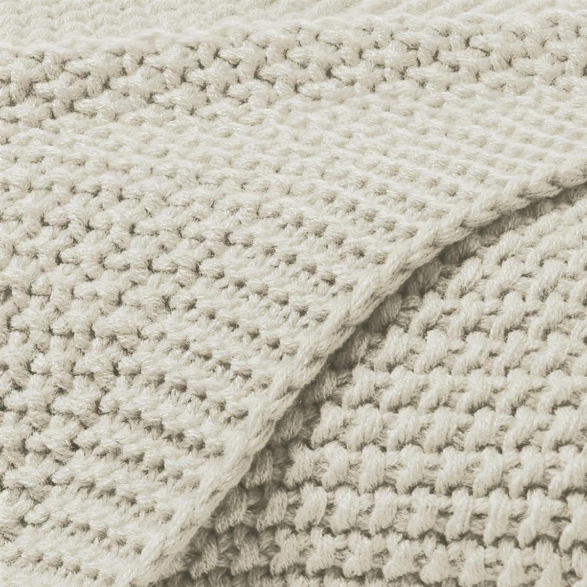 STRICKDECKE 130x170 cm, Kuscheldecke aus 100% Polyacryl, Flauschige Wohnzimmer Wohndecke für Sofa, Bett, Couch uvm. - Weiß - Ecru, Textil (130/170cm) - Carpe Sonno