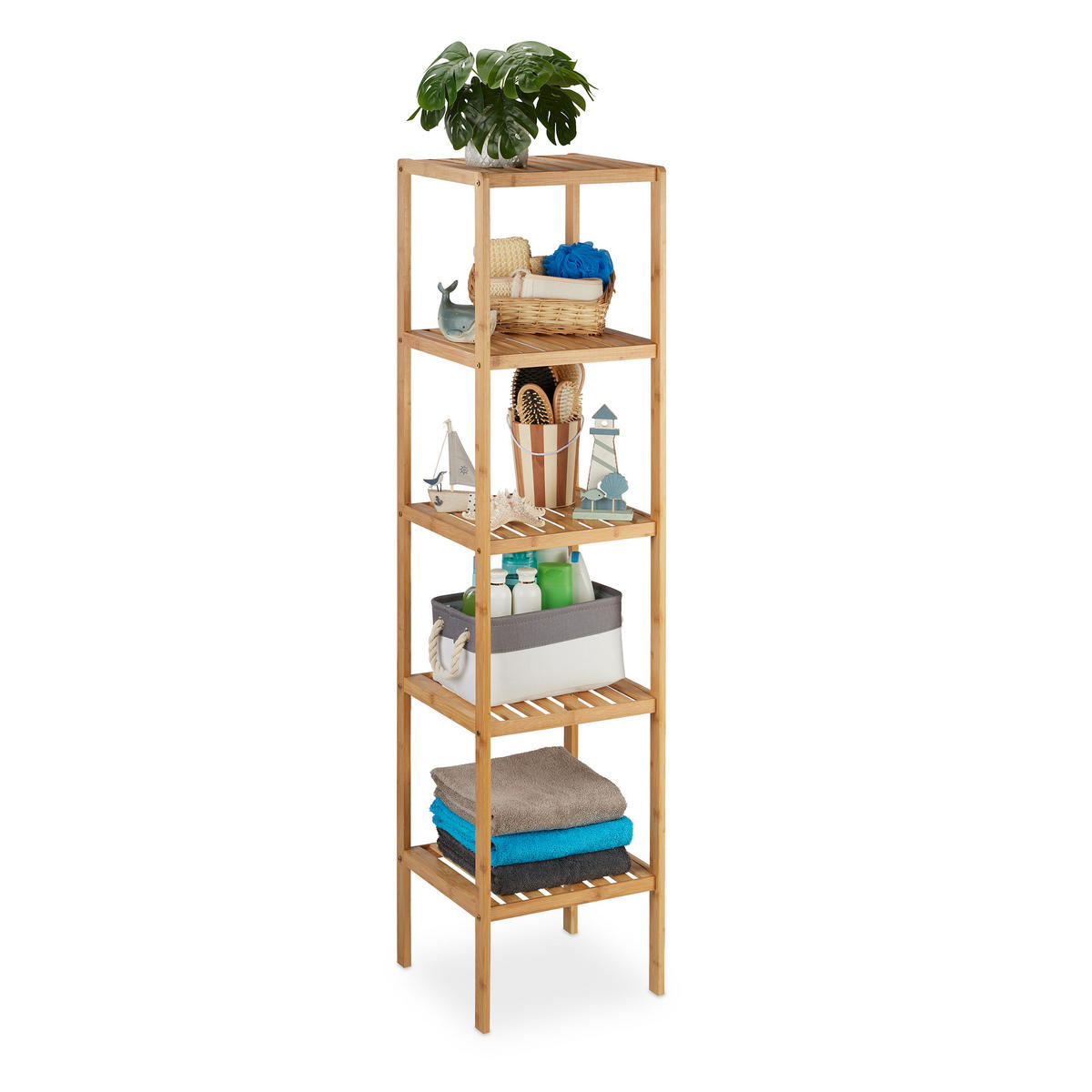 BADREGAL - Hellbraun, Holz (34/140/33cm) - Relaxdays