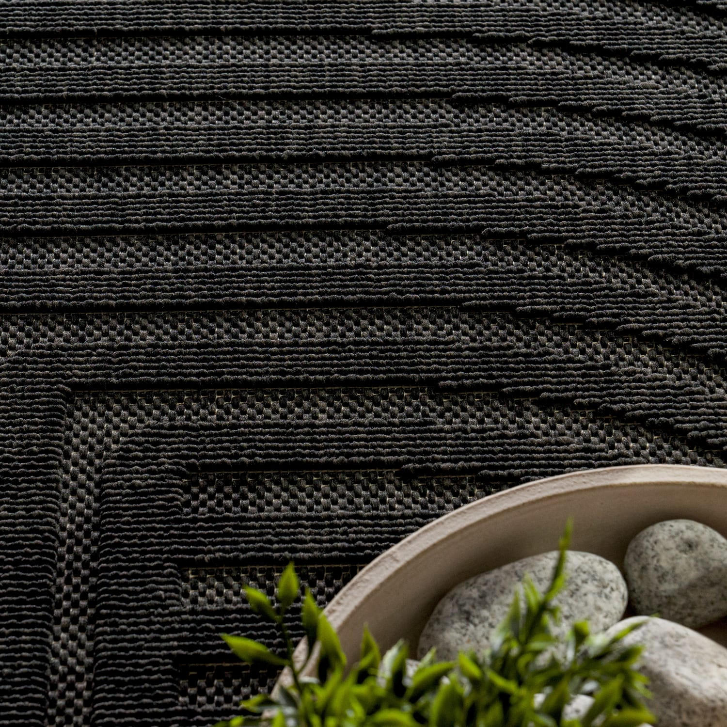 OUTDOOR Teppich Unifarben Spiralmuster Balkon, Terrasse schmutzabweisend Anthrazit Rechteckig 160x230 - Anthrazit, Textil (160/230cm) - KADIMA DESIGN