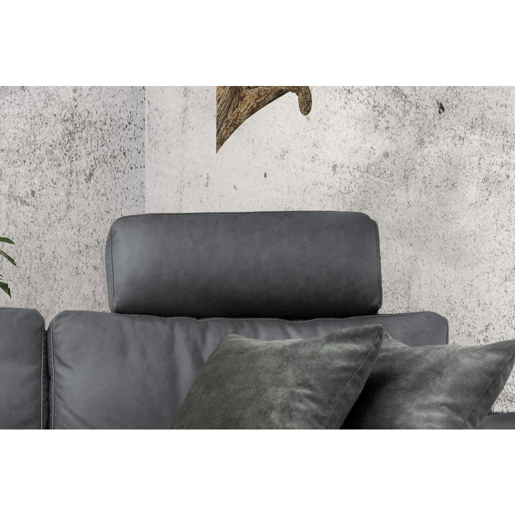Thumbnail - Kawola Ecksofa, Grau, Leder, Echtholz, 3-Sitzer, Füllung: Kaltschaum, Ottomane rechts, L-Form, 304x178 cm, Wohnzimmer, S...