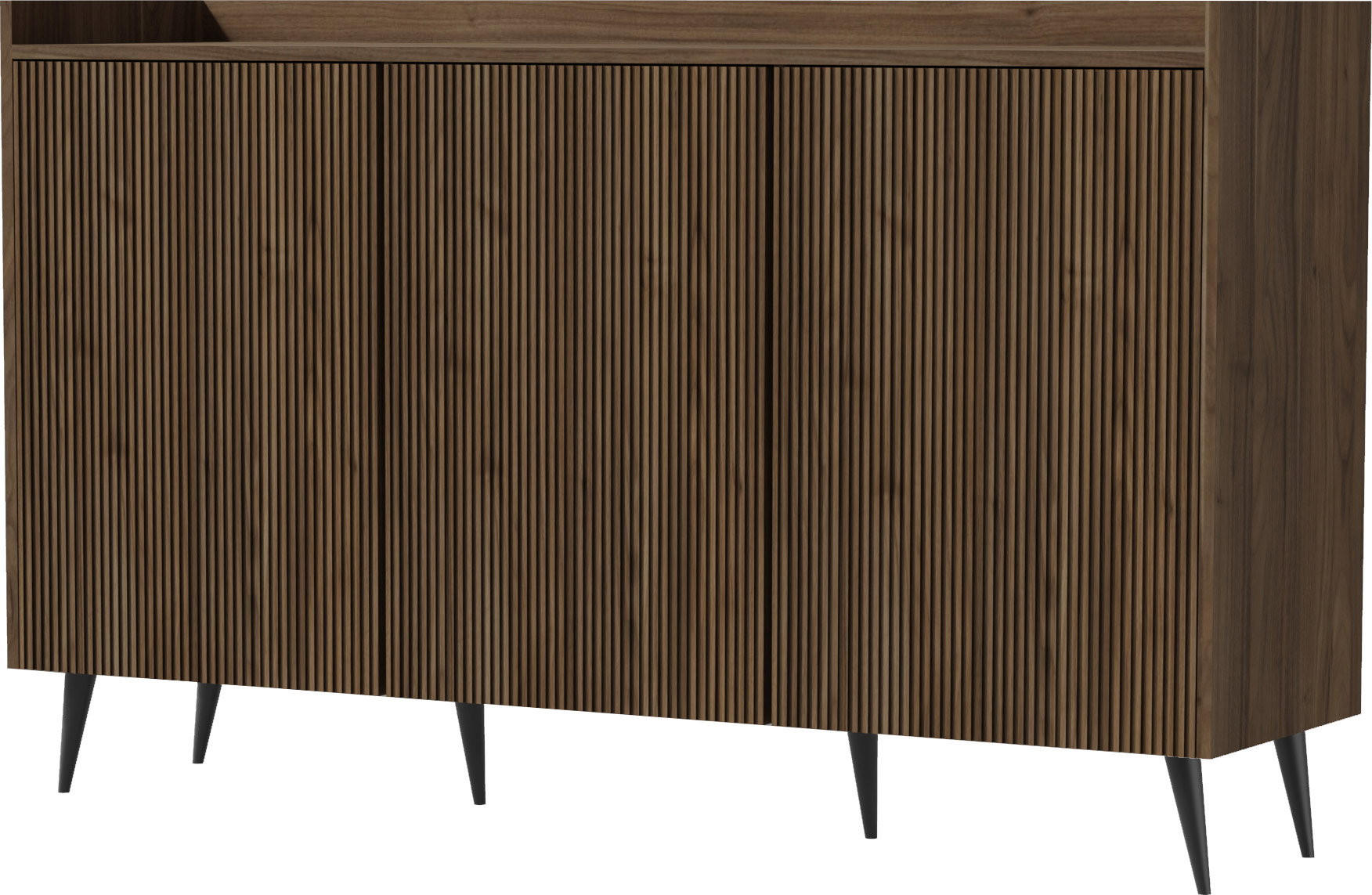 SIDEBOARD Arysa in Braun Walnuss Holzoptik 92/150/41 cm - Walnussfarben/Schwarz, Holzwerkstoff/Metall (150/92/41cm) - WFL GROUP