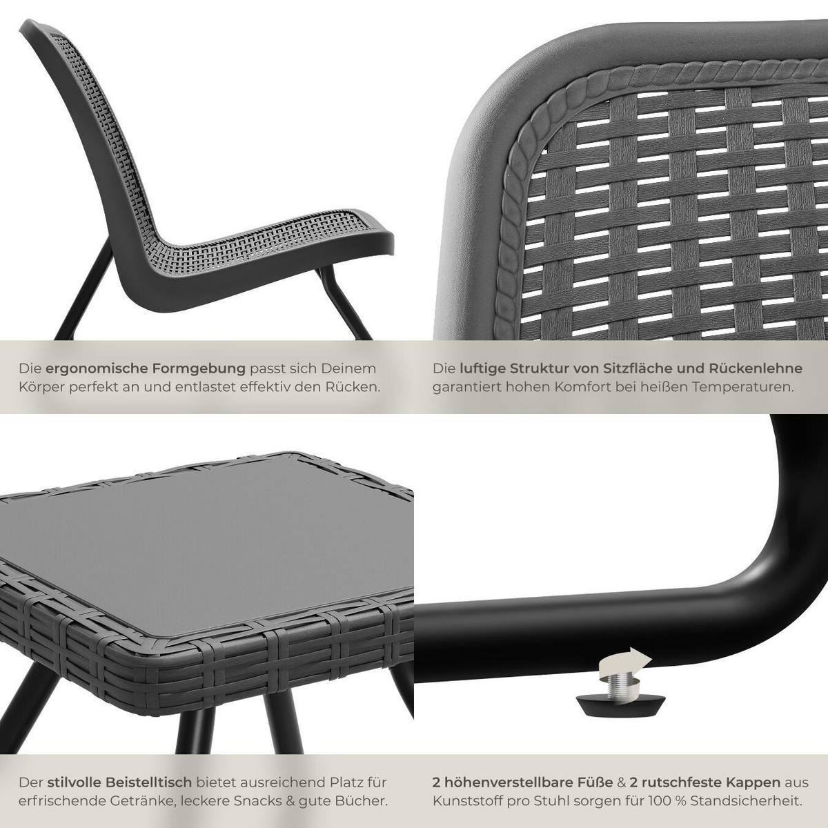 SITZGRUPPE Modica, Belastbarkeit Stuhl 120 kg, Schraubfüße, grau - Grau, Naturmaterialien/Textil - tectake