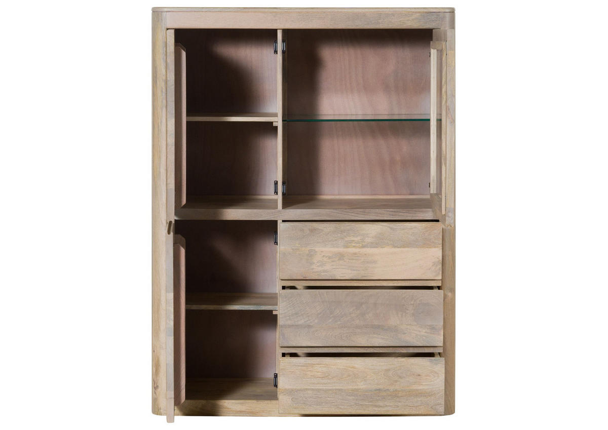 VITRINE Mango 109x40x145 weiß lackiert TORONTO #309 - Weiß, Holz (109/145/40cm) - Massivmoebel24