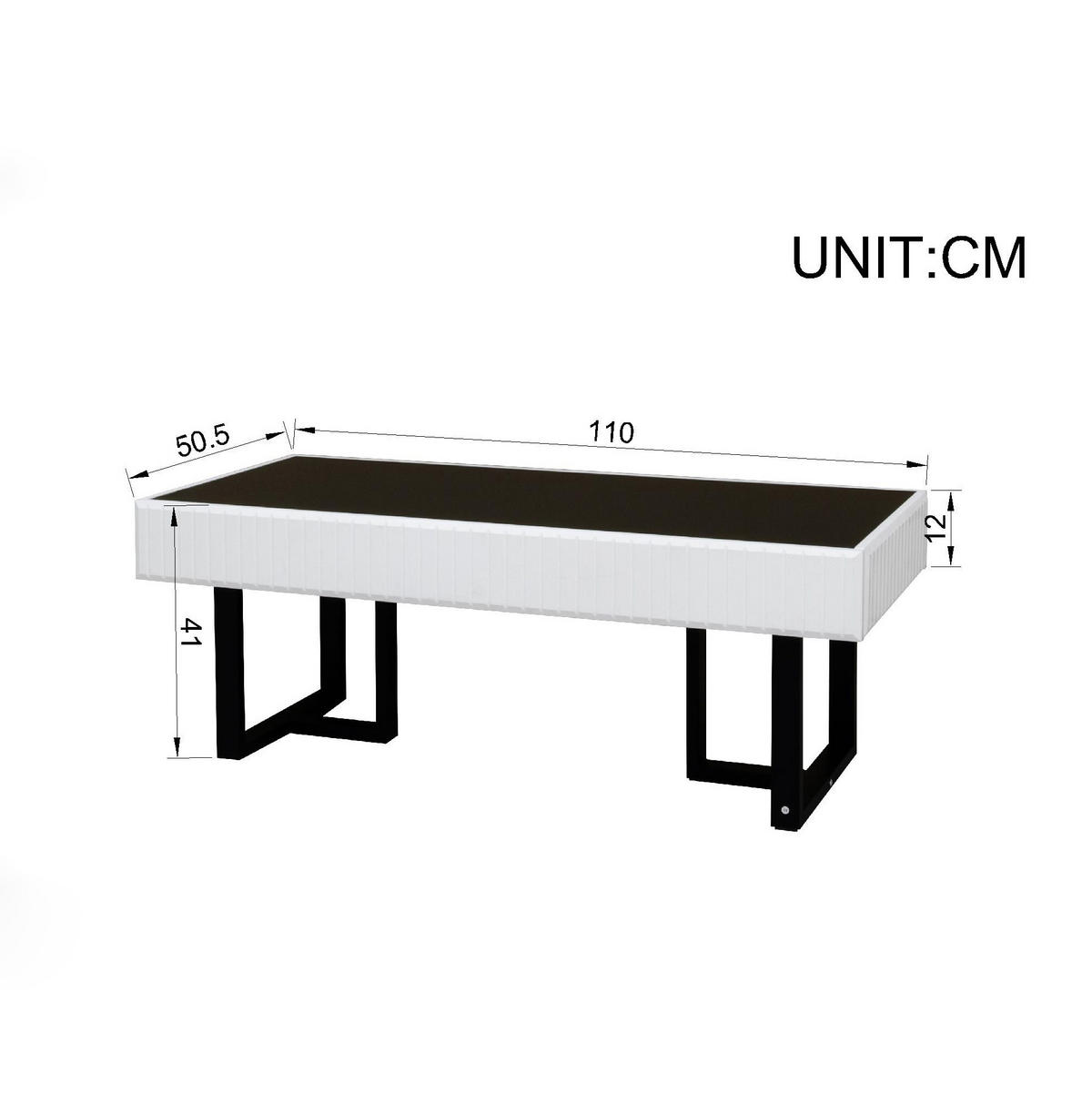 COUCHTISCH aus MDF & Spanplatte 110x50,5x41 cm in Weiß - Weiß, Holzwerkstoff (110/50.5/41cm) - Modfu
