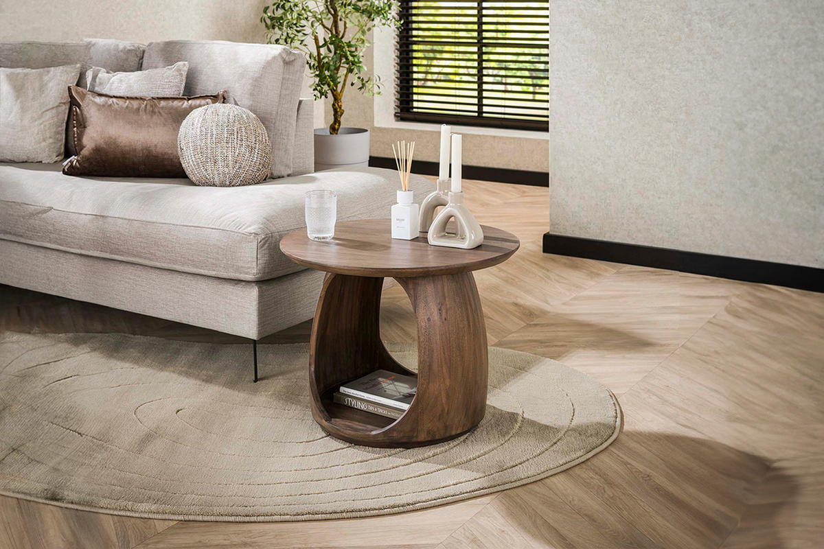 BEISTELLTISCH MEVA Braun Akazie - Braun, Akazienholz/Holz (60/60/46cm) - KAWOLA