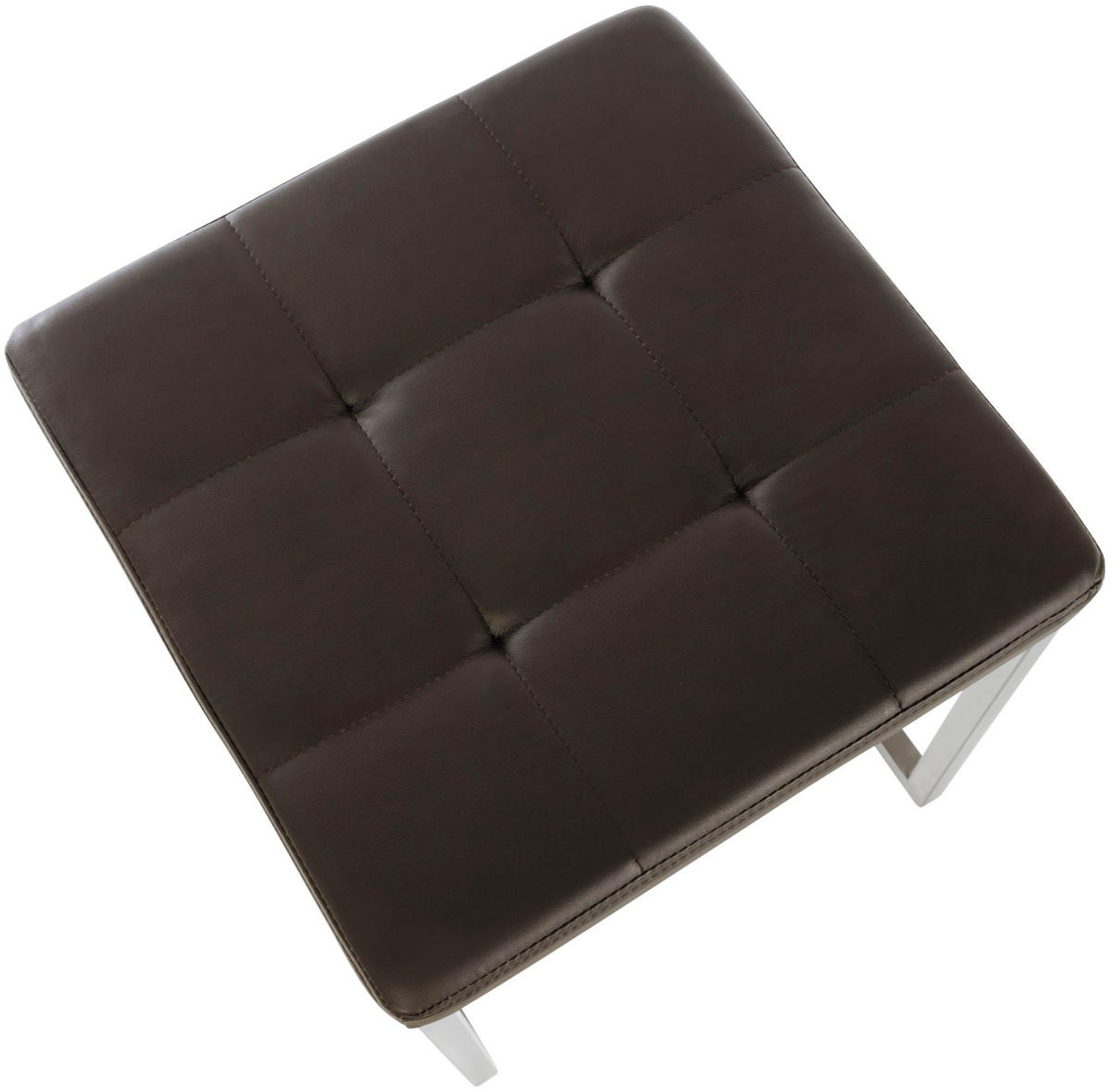 SITZWÜRFEL 2er Set Lederlook braun - Edelstahlfarben/Braun, Textil/Metall (40/48/40cm) - CLP