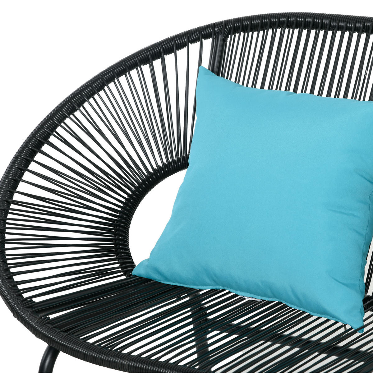 GARTENBANK DE-13592 2-Sitzer mit Seilgeflecht und 2 Kissen Schwarz - Schwarz, Metall (132/83/72cm) - ComfortXL