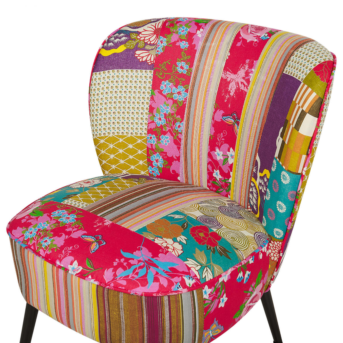 FOTEL Patchwork többszínű/fekete Voss - lila/sárga, textil (60/76/52cm) - Beliani