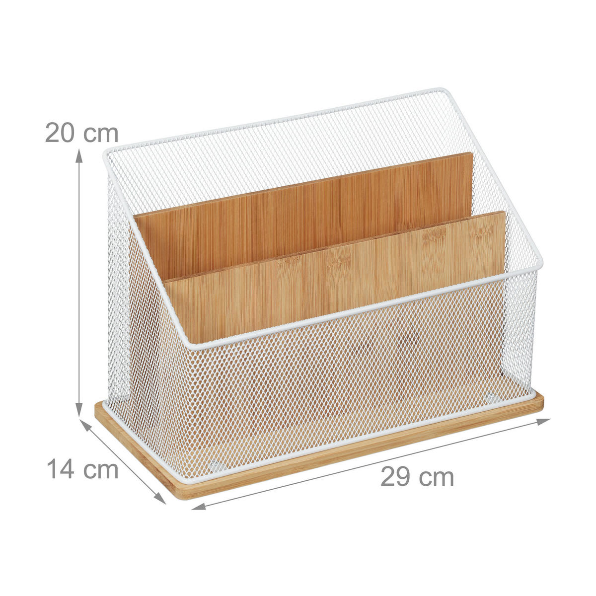 DRŽIAK na papiere - svetlohnedá, kov/drevo (29/20/14cm) - Relaxdays
