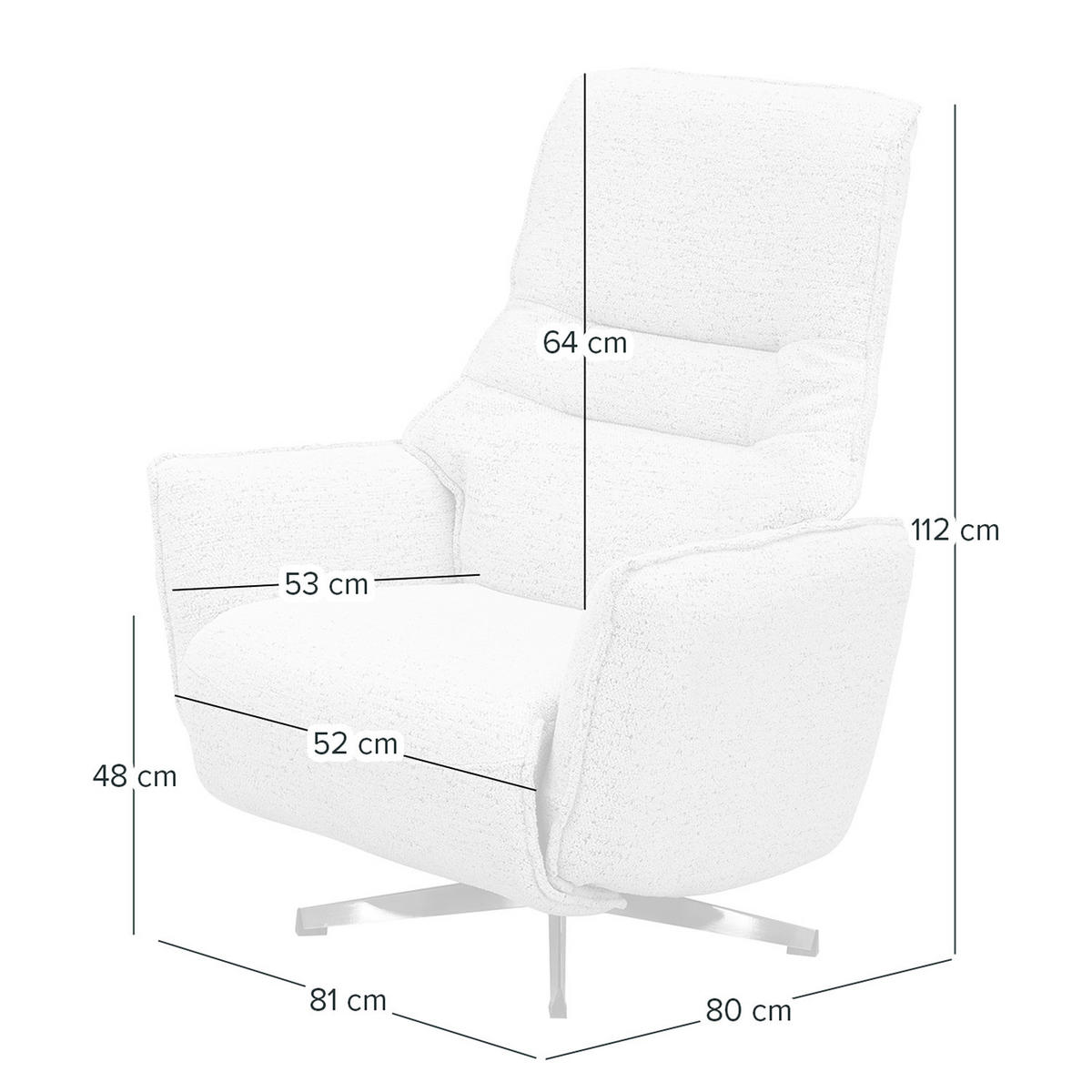 RELAXSESSEL - Bouclé / Eisen - Weiß / Schwarz - Silberfarben/Schwarz, Textil/Metall (81/112/80cm) - home24