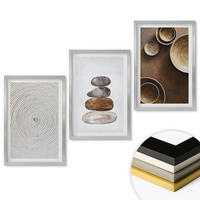 WANDBILDER 3er Set - 40x60 cm Silberner Rahmen - Texturen in der modernen Kunst - Silberfarben, Kunststoff (40/60cm) - ArtPrintCave