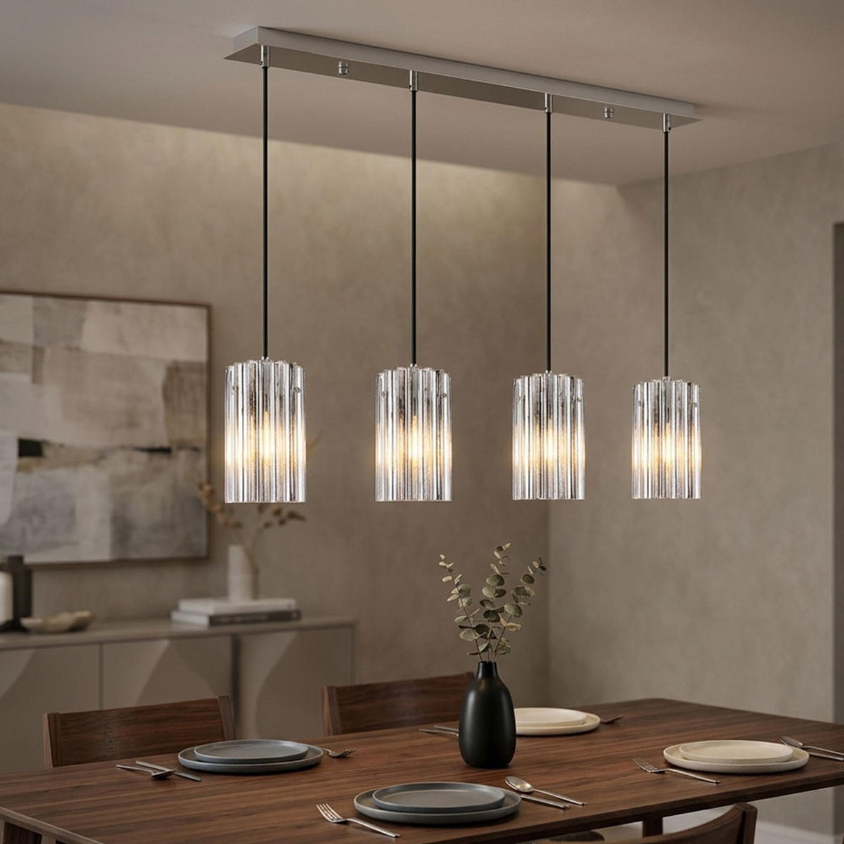 LED HÄNGELEUCHTE Metall Silber - Silberfarben, Glas (80/11.5/120cm) - Globo Lighting