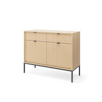 MODERNE Geriffelte Kommode KIOTO K2D2SZ (Eiche Vicenza, Schwarzes Gestell, Soft-Close Türen) - Eichefarben/Schwarz, Holz/Holzwerkstoff (104/83/39cm) - Ravio