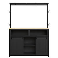 BUFFETSCHRANK Schwarz 107/62/183 cm - Schwarz, Holz (107/183/62cm) - PANGIVO
