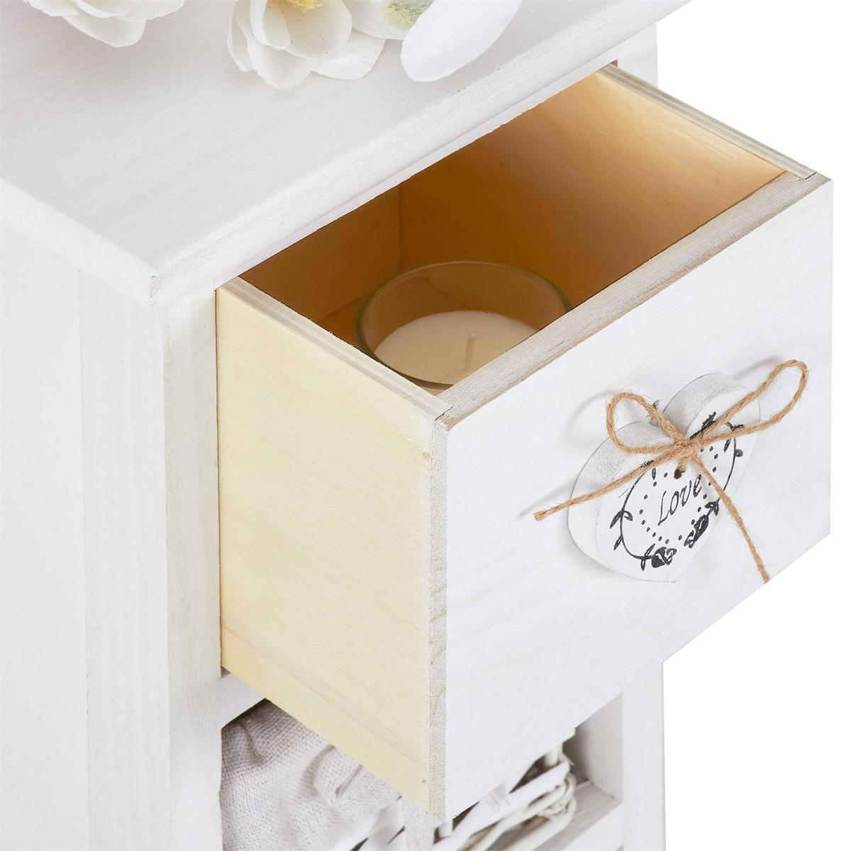 KOMMODE FLOWER - Weiß, Holz (21/70/21cm) - CARO-Möbel
