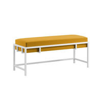 POLSTERBANK LAMO 100 Honig, Weißes Metallgestell - Weiß/Honig, Textil/Metall (100/45/35cm) - Bettso