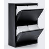 MÜLLEIMER 4 Fach Schwarz Mülltrennsystem aus Metall - Schwarz, Metall (62/92/25cm) - Gowoll