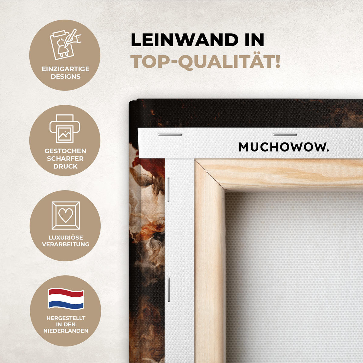 LEINWANDBILD Gold - Lippen - Kunst - Gold - Luxus - Abstrakt 30x20 cm - Kupferfarben, Textil (30/20cm) - MuchoWow