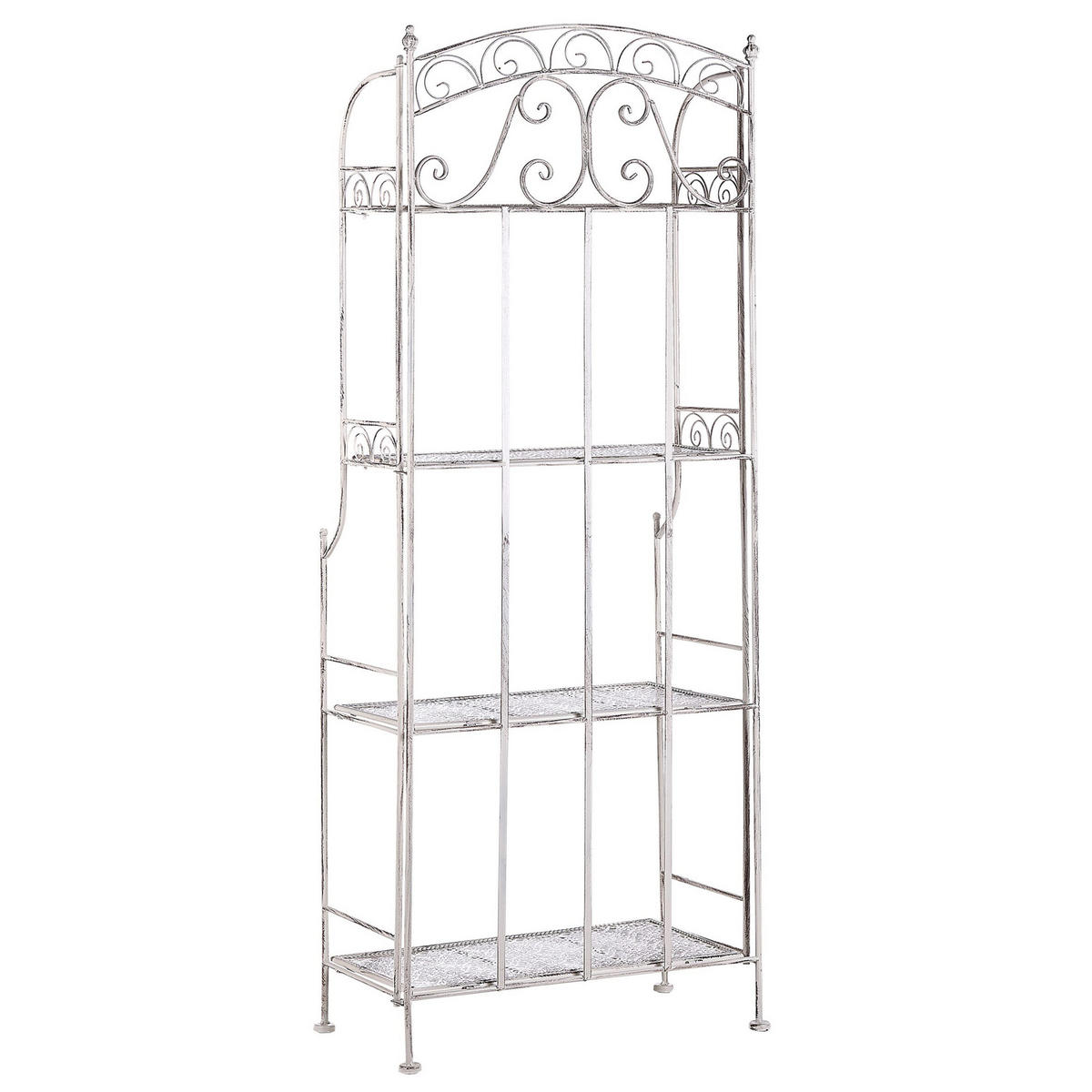 GARTENREGAL weiß Metall 4 Ablageflächen klappbar Padua - Weiß, Metall (61/156/32cm) - Beliani