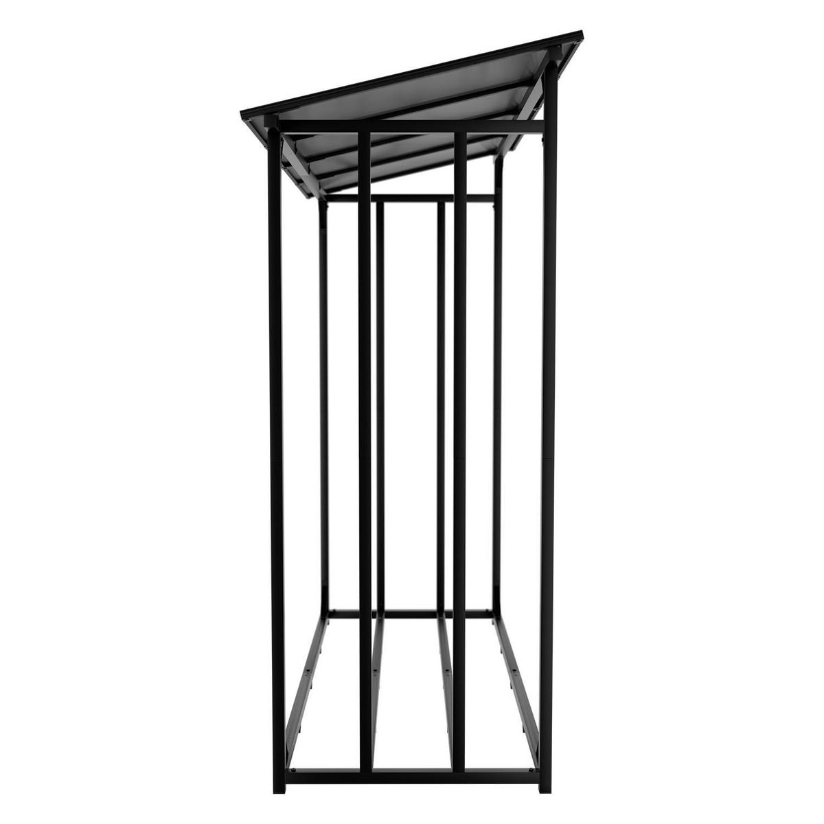 KAMINHOLZREGAL mit Dach - Schwarz, Metall (70/185/185cm) - Juskys