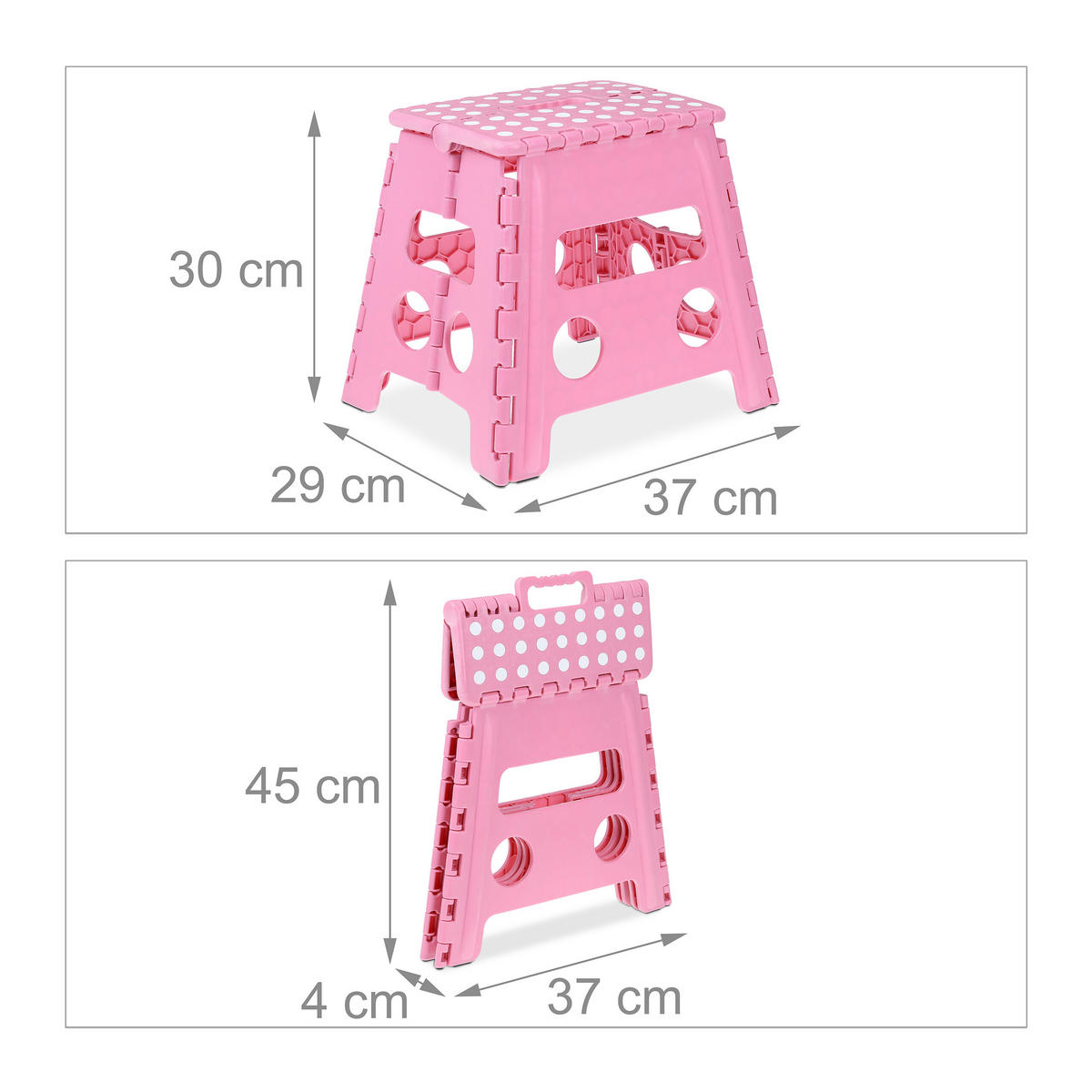 KLAPPHOCKER - Pink, Kunststoff/Textil (37/30/29cm) - Relaxdays