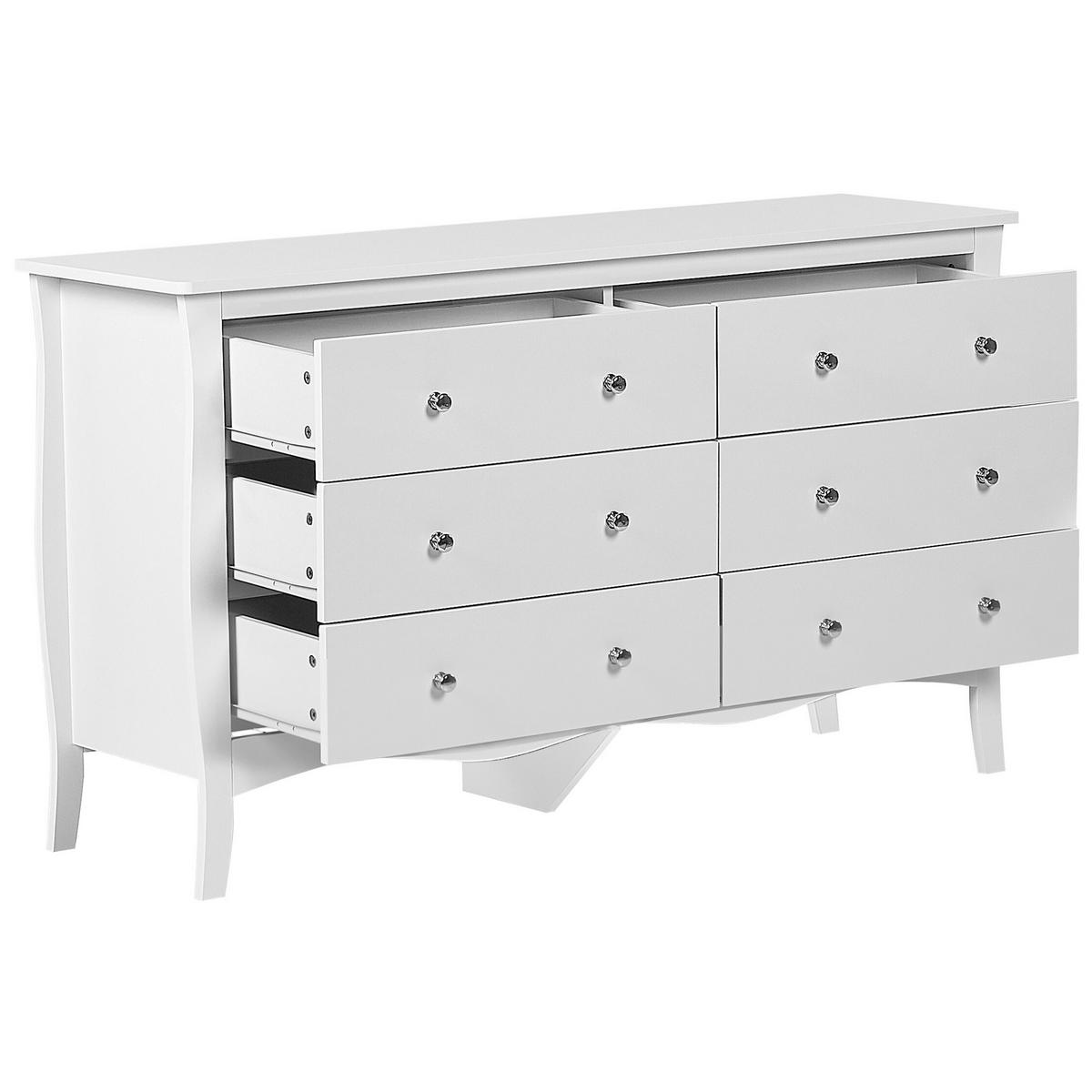 KOMMODE 6 Schubladen Metallgriffe weiß Winchester - Weiß, Holzwerkstoff (130/75/40cm) - Beliani